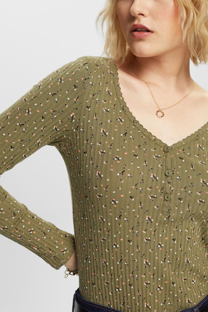 Gemustertes Pointelle-Longsleeve aus Jersey