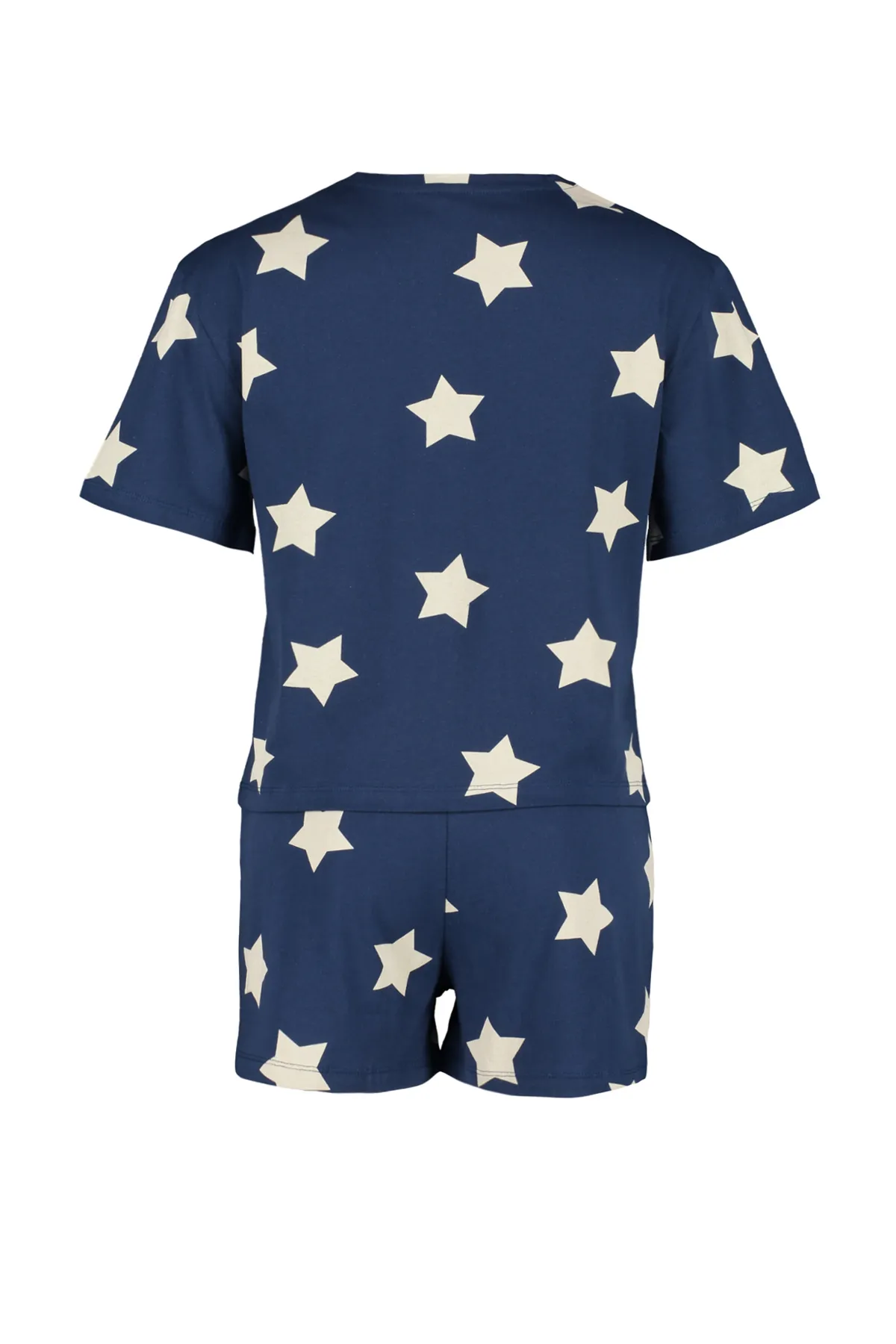 Trendyol Collection  Marineblaues Strickpyjama-Set mit T-Shirt und Shorts aus 100 % Baumwolle mit Sternmuster THMSS22PT0501