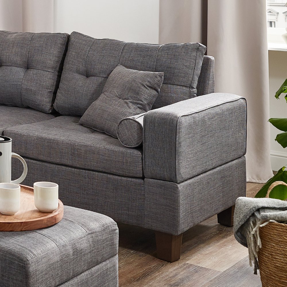 Home Deluxe Sofa ROM mit Hocker & Stauraum - Grau