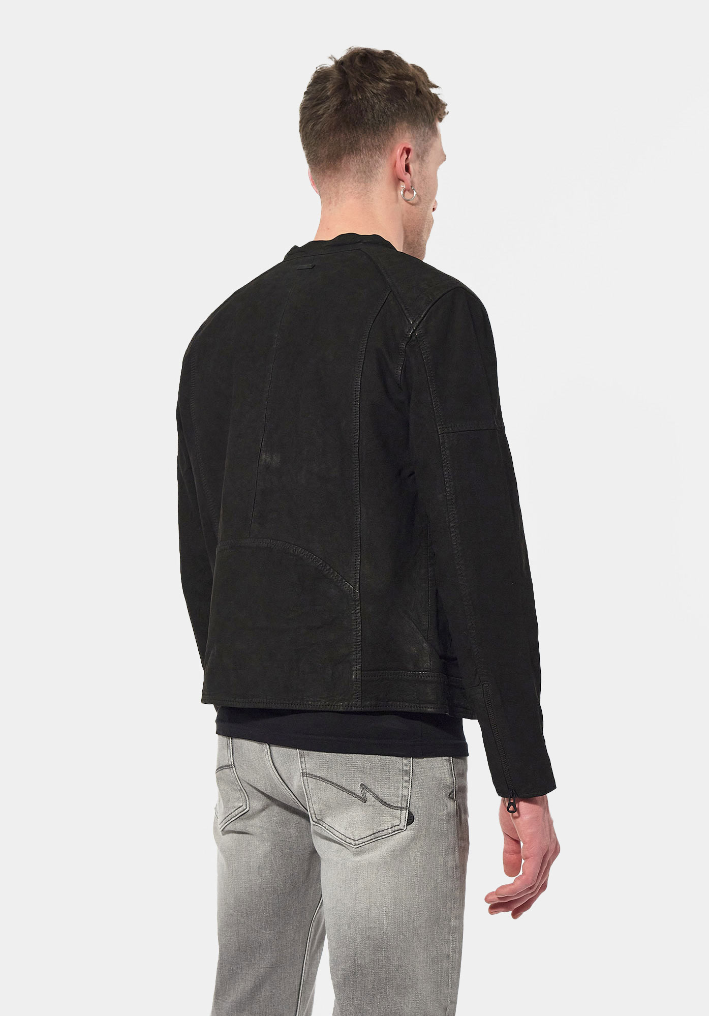KROMA  Veste en cuir suédé noir Homme