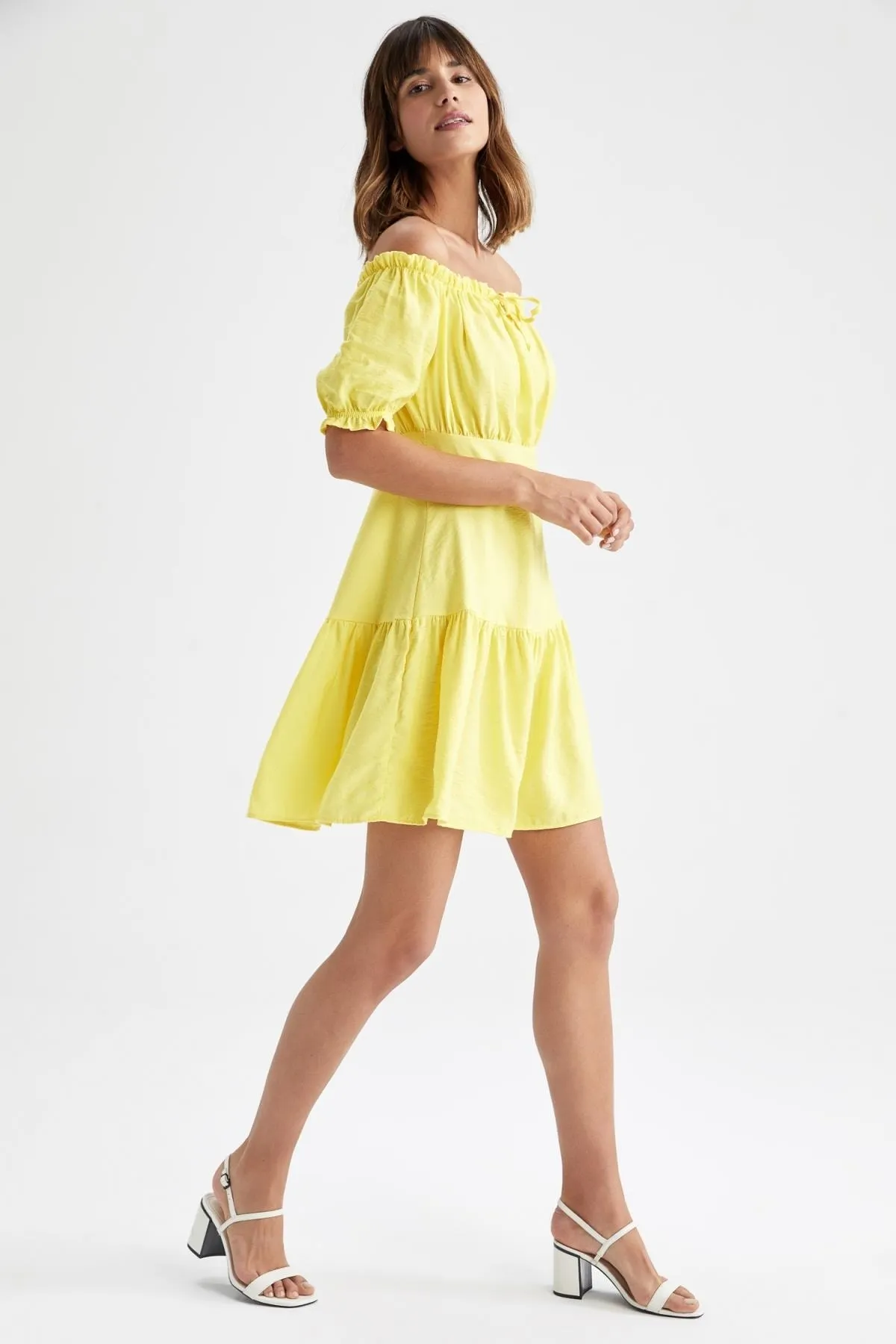 DeFacto  Schulterfreies Minikleid mit kurzen Ärmeln