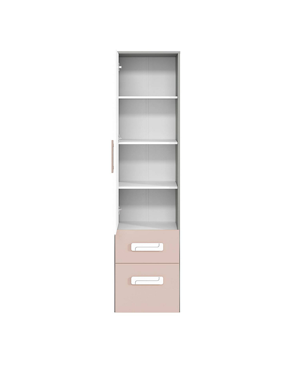 Kinderzimmer Wäscheschrank grau INGOLSTADT-131 mit Fronten in weiß und Absetzungen in rosa, B/H/T: ca. 50/199/41 cm