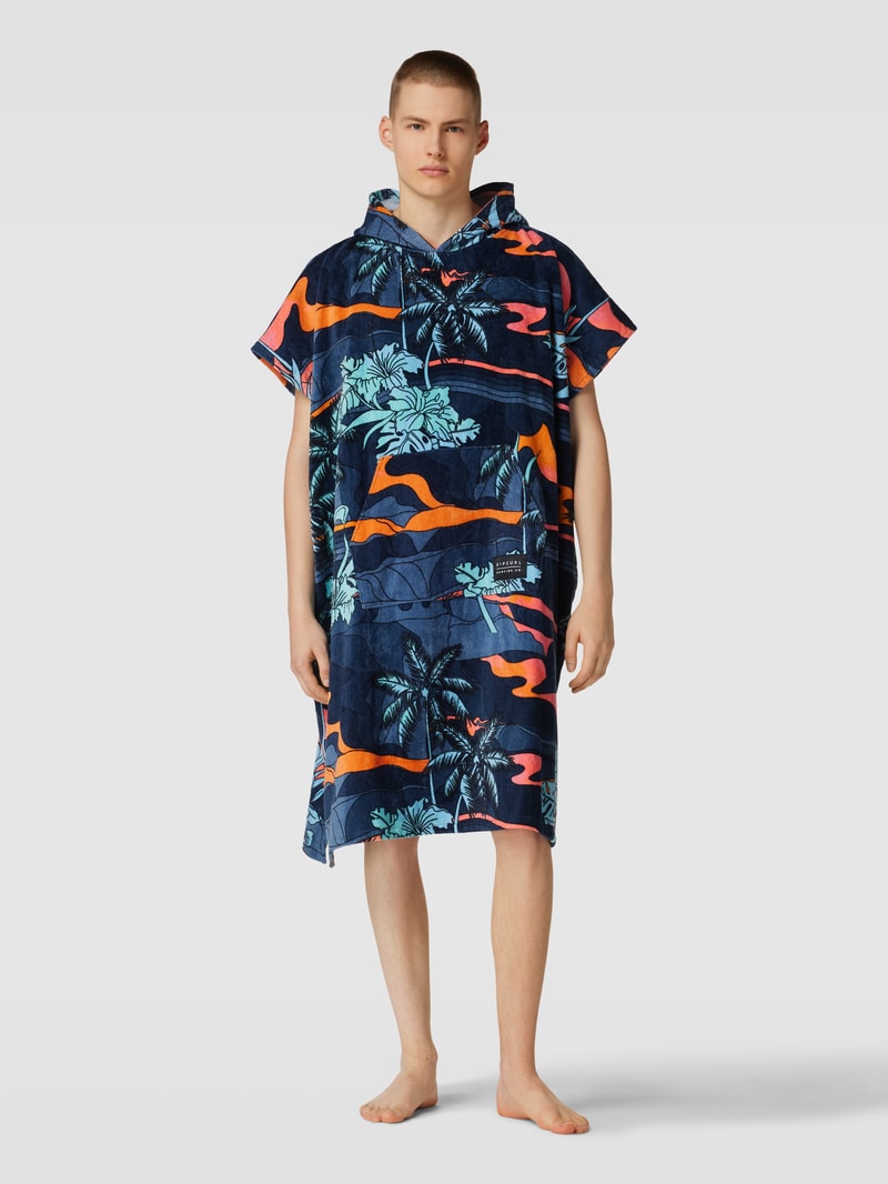 Handtuch mit Label-Patch Modell 'COMBO' in dunkelblau
