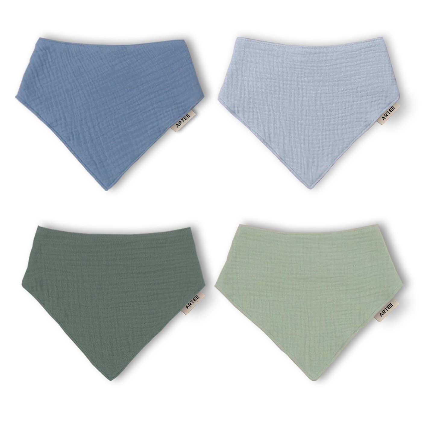 Artee Lätzchen Set 4 oder 10 Stück Musselin Halstücher in Größe M für 8-48 Monate