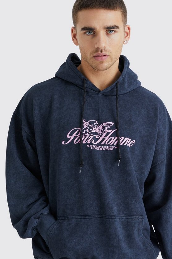 Oversize Hoodie mit Pour Homme Print