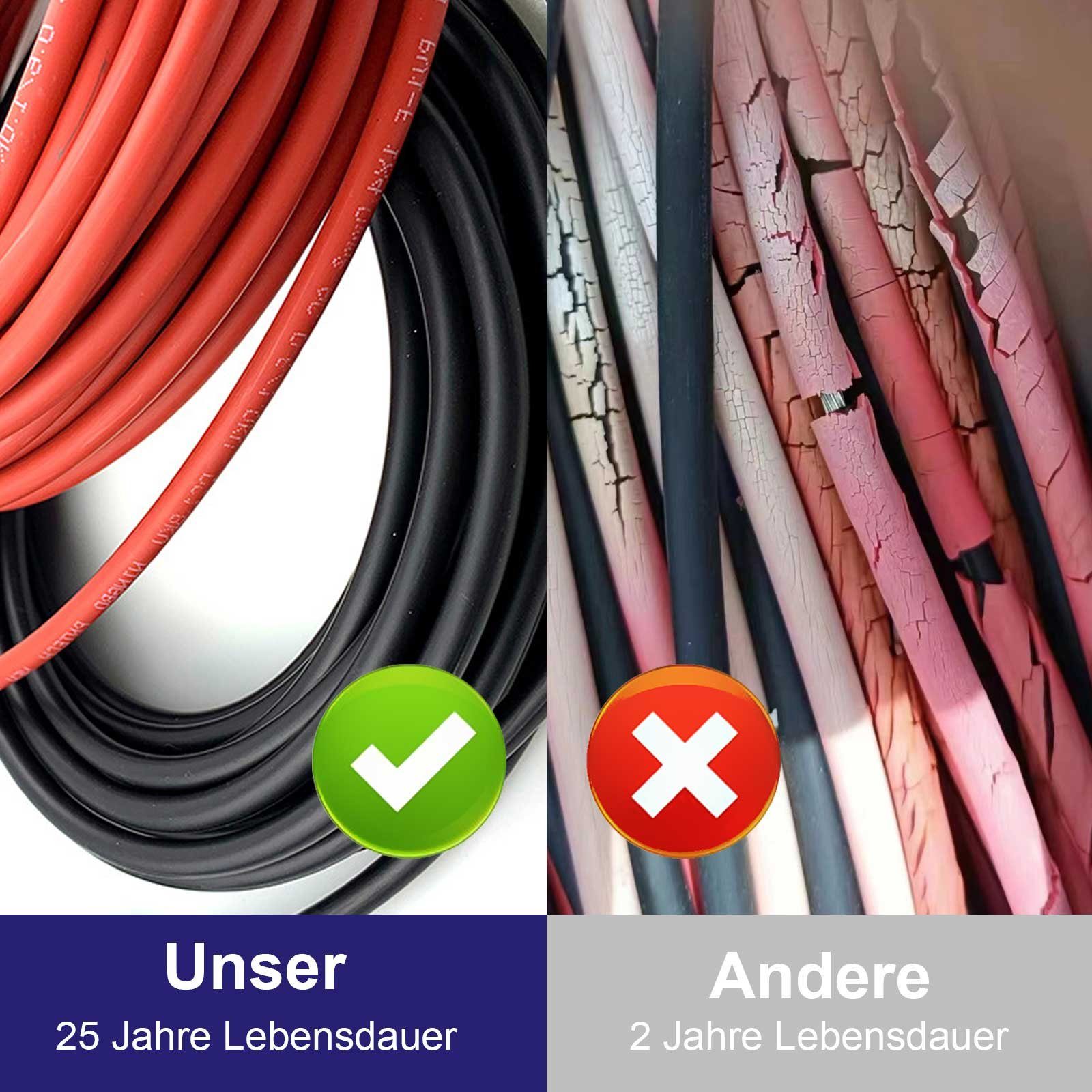 GLIESE Solaranlage 1paar 6mm2 rot + schwarz Solarkabel 32.8-49m mit Stecker, (1 Paar Solarkabel)
