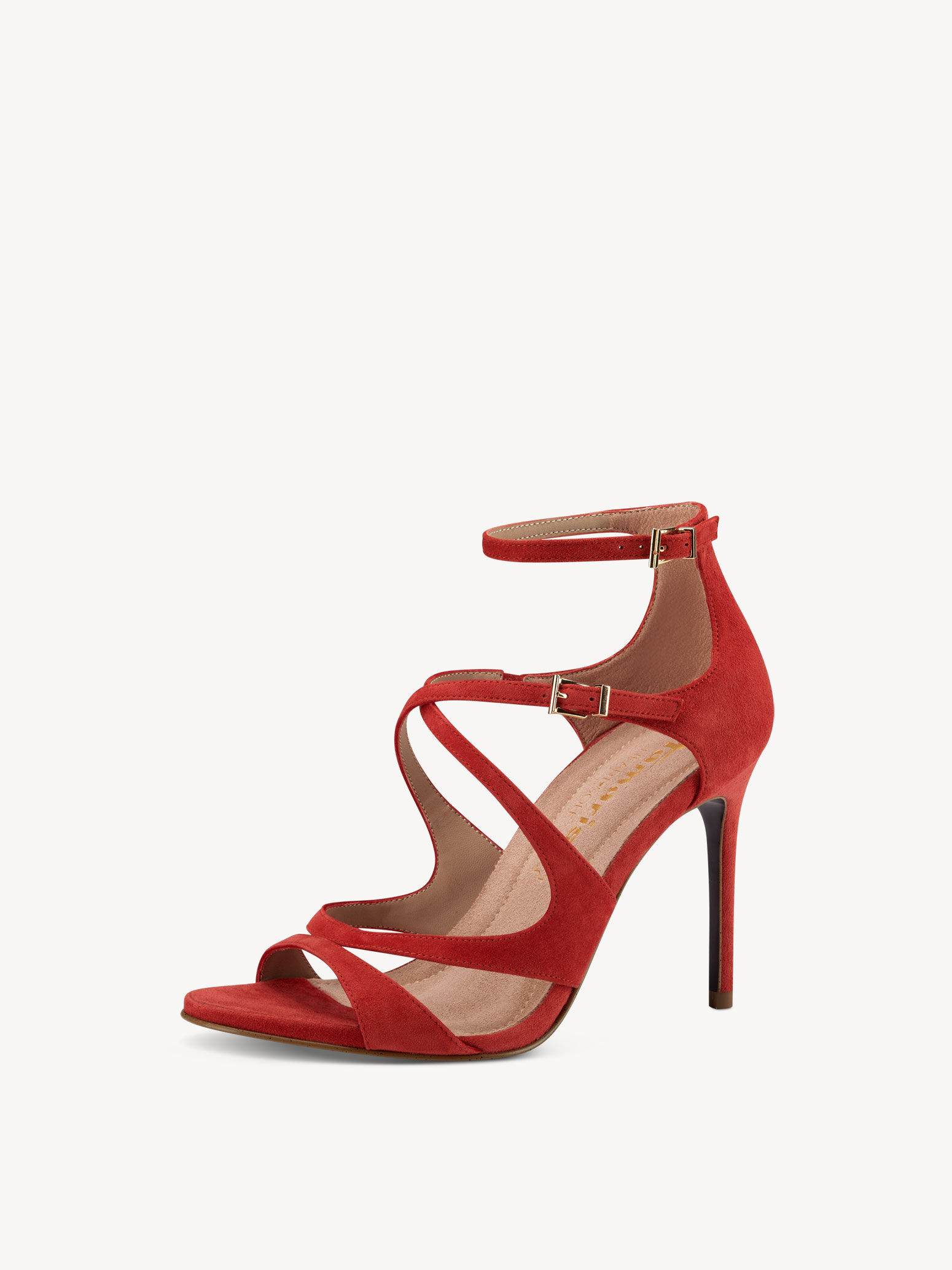 Sandale à talon en cuir - orange