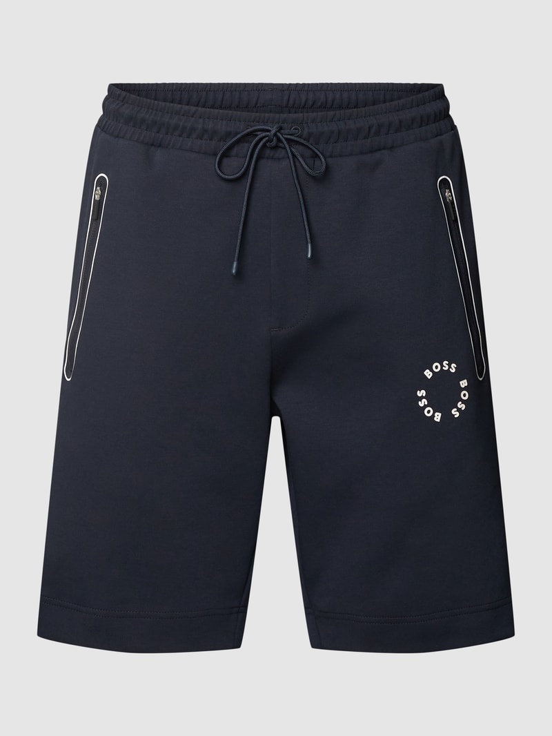 Shorts mit Label-Details Modell 'Headlo' in marineblau