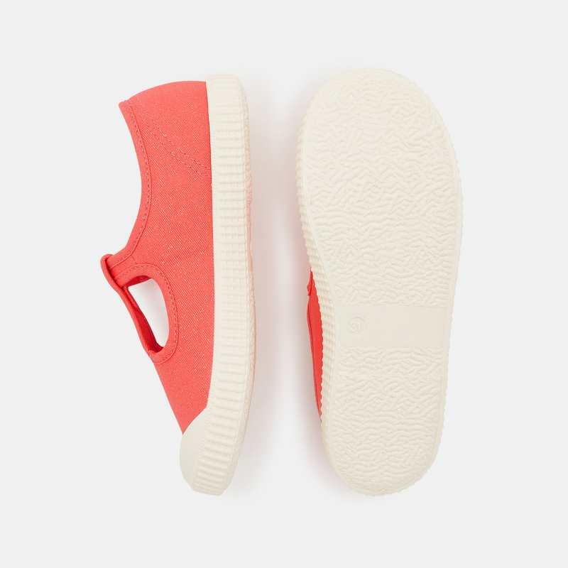 Ballerines toile forme salomé orange fille