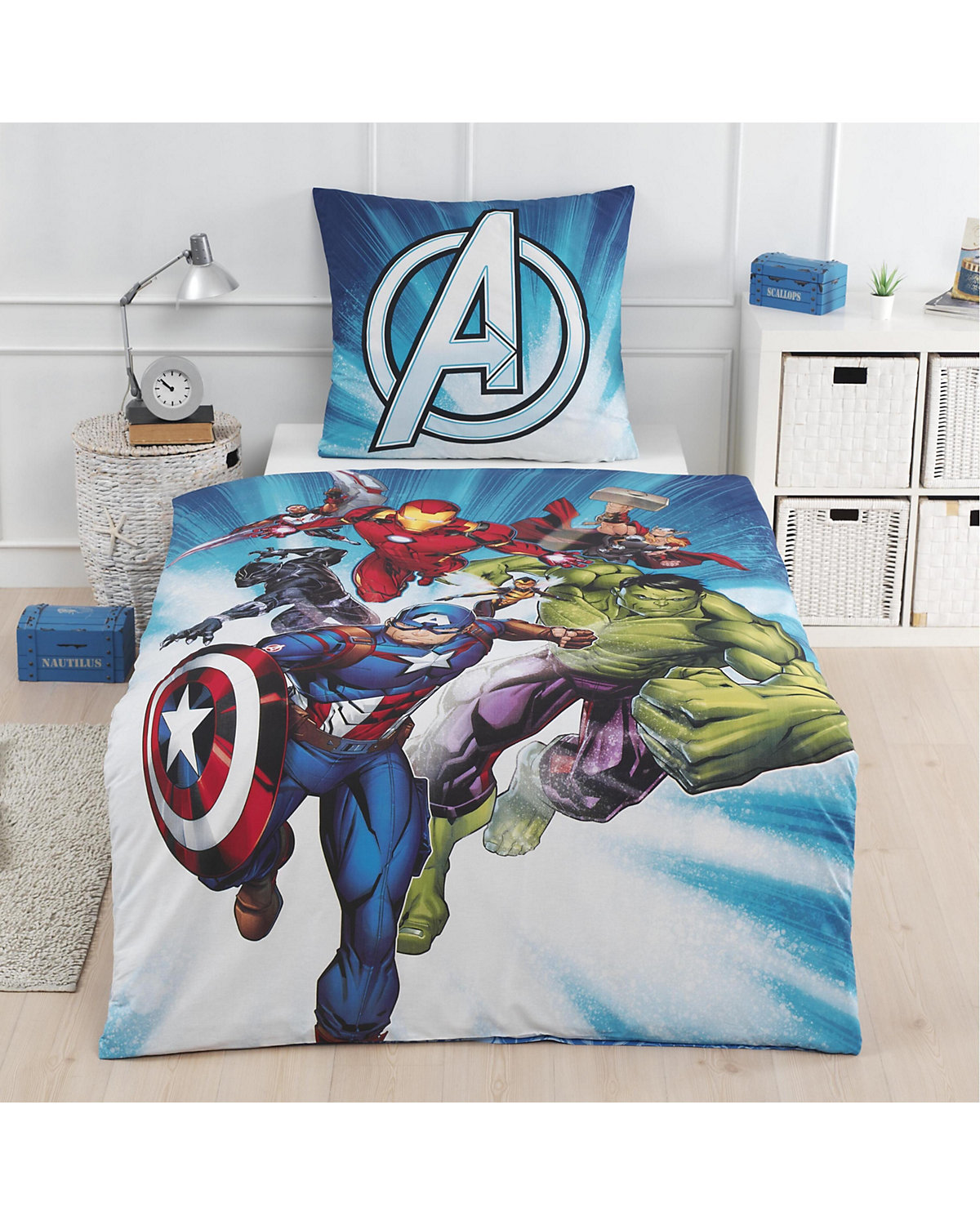Bettwäsche Jungen Avengers Marvel's Heroes, Renforcé, 135 x 200 cm + 80 x 80 cm
