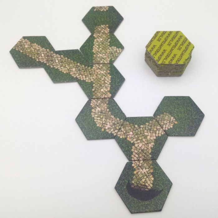 Landschaftsfelder hexagonal mit Wegen