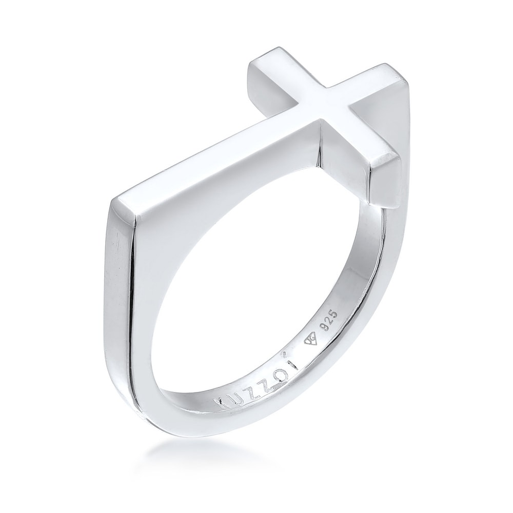 KUZZOI KUZZOI Bague Hommes Croix foi simple en argent sterling 925 Bague