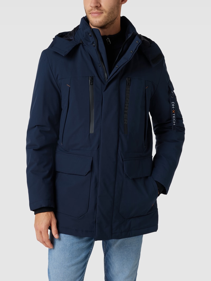 Parka mit abnehmbarer Kapuze in marineblau