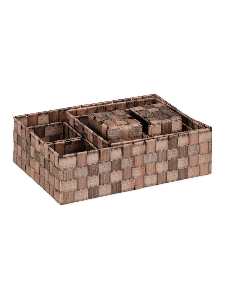 relaxdays 8-tlg. Aufbewahrungskorb Set in Braun günstig kaufen onesize