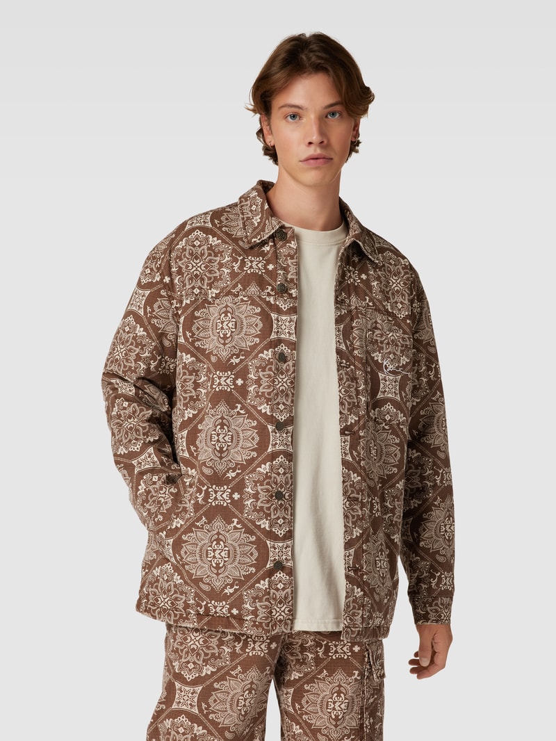 Hemdjacke mit Allover-Muster in schokobraun