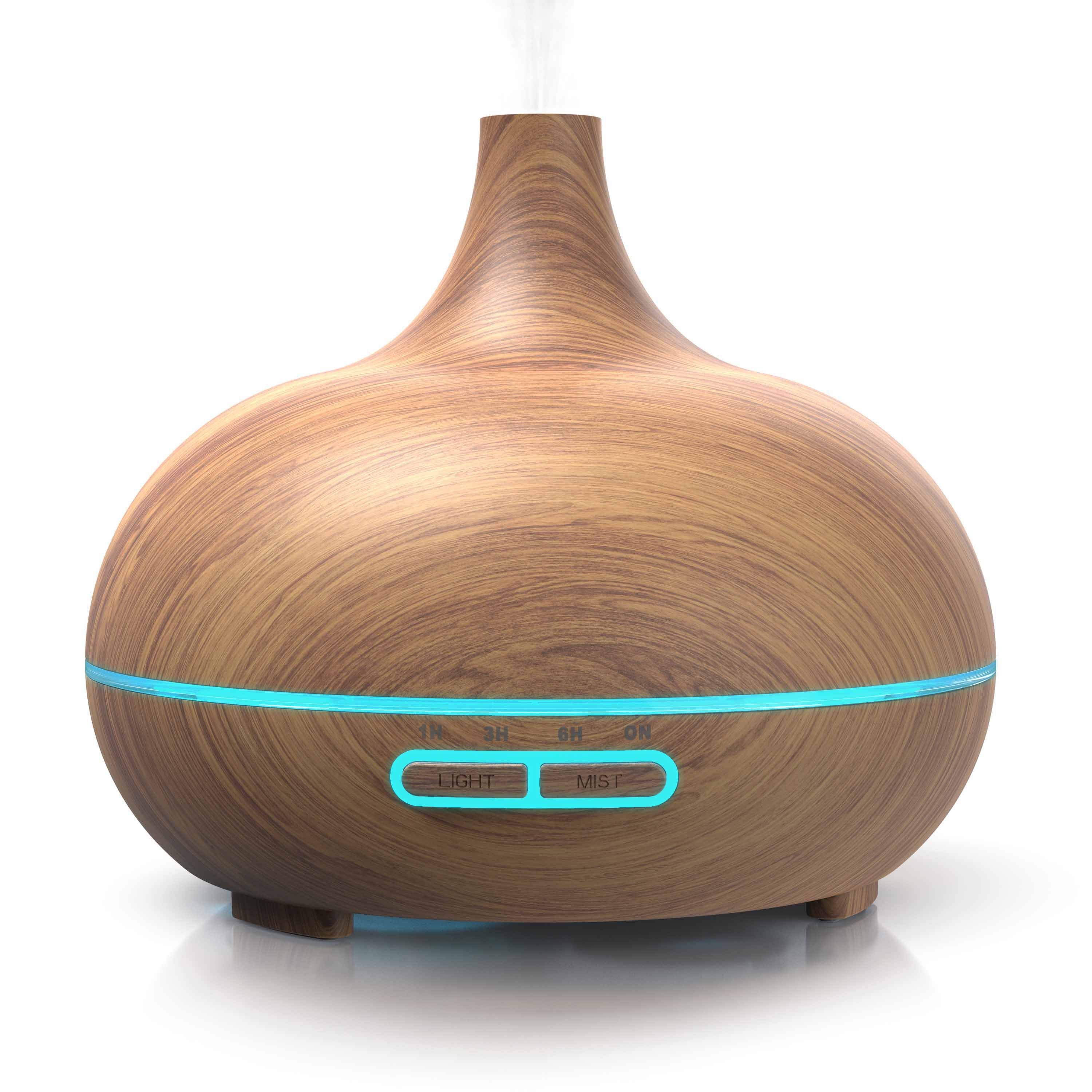 Arendo Diffuser, 0,3 l Wassertank, Aroma Diffusor, Holz Design, LED, Timer, 7 Farben Wechsel, 300ml