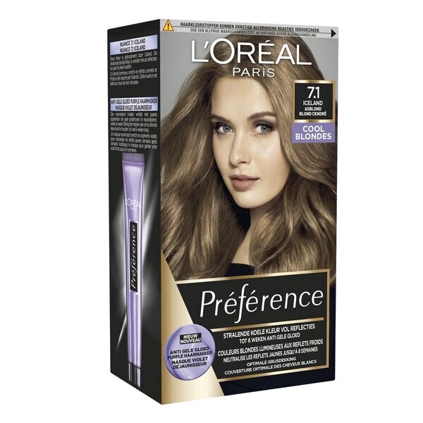 L'Oréal Paris Preference Cool Blondes 7.1 As Middenblond Permanente Haarkleuring