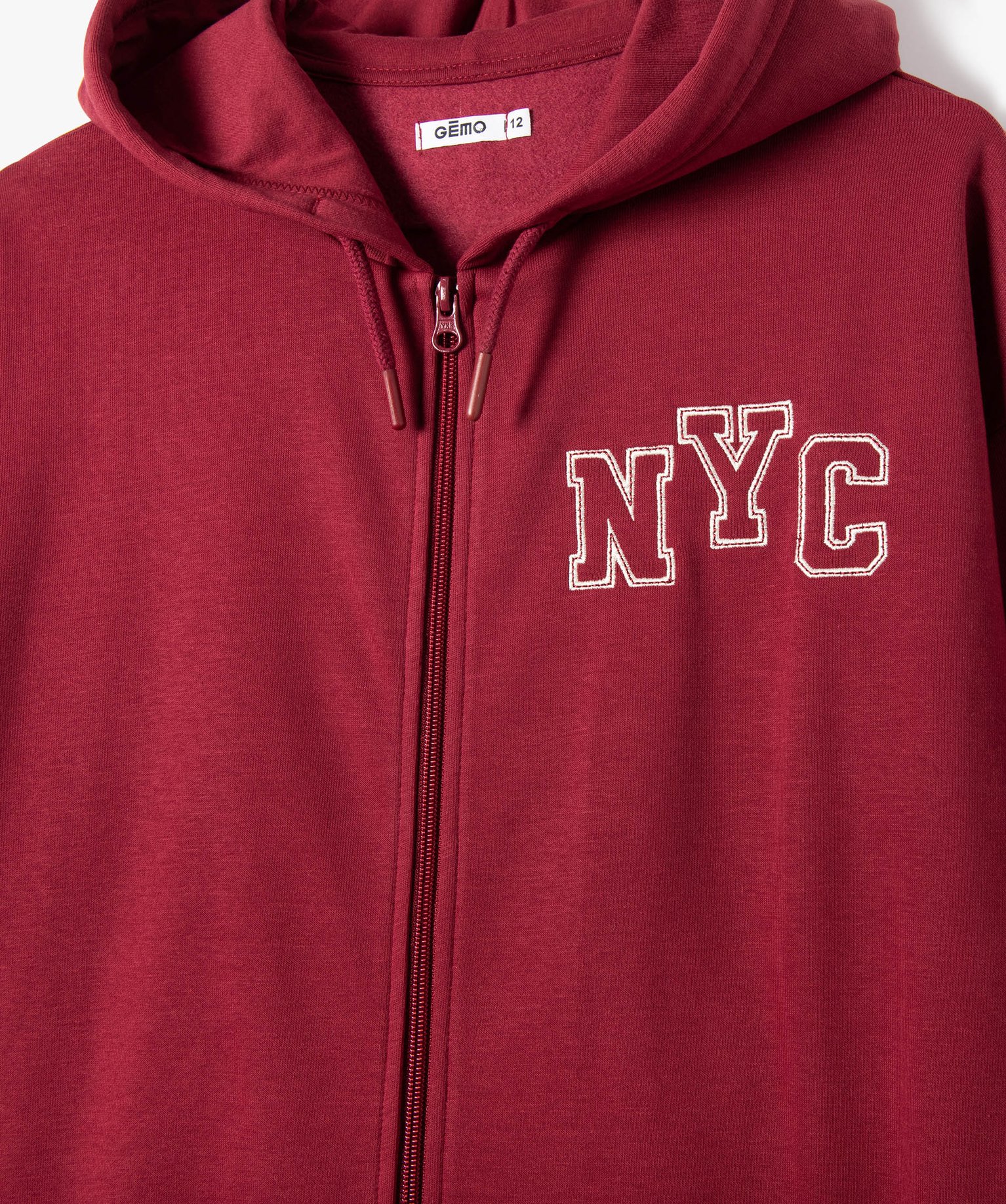 Sweat zippé à capuche coupe large fille rouge fonce | GEMO