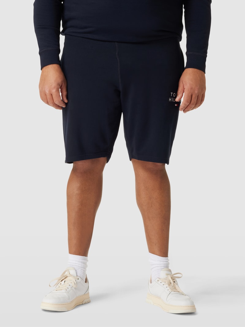 PLUS SIZE Bermudas mit elastischem Bund und Label-Stitching in marineblau
