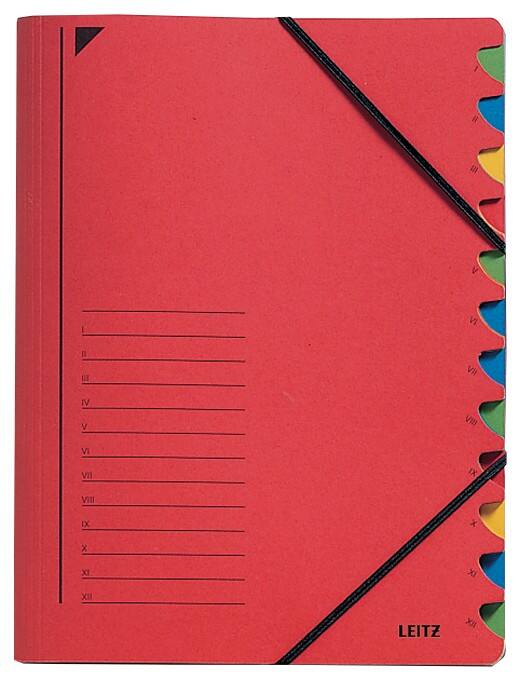 Leitz Ordnungsmappe 39120025 DIN A4 Rot Karton Mit 12 Fächern 24,7 x 32 cm