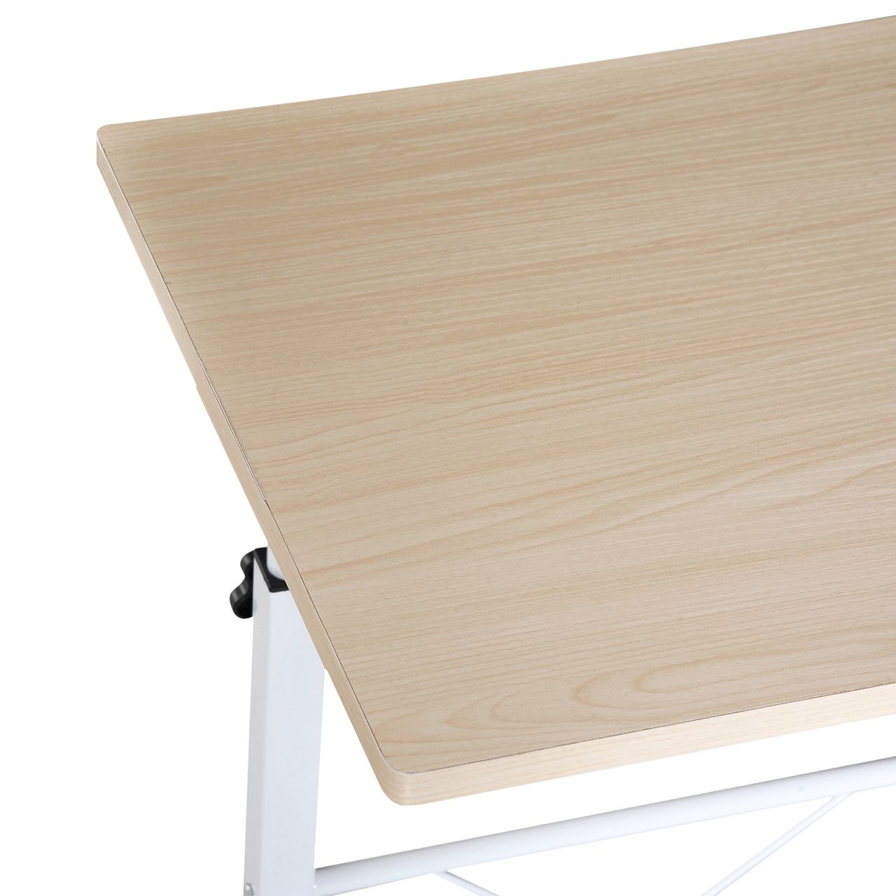 HOMCOM Beistelltisch höhenverstellbarer Couchtisch mobiler Endschreibtisch mit Rädern Feststellbremsen C-Tische Spanplatte Stahl Eisen Kunststoff Weiße Ahornfarbe 60 x 40 x 68-78 cm