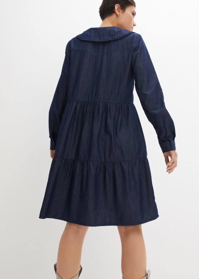 Jeans-Tunika-Kleid mit Kragen