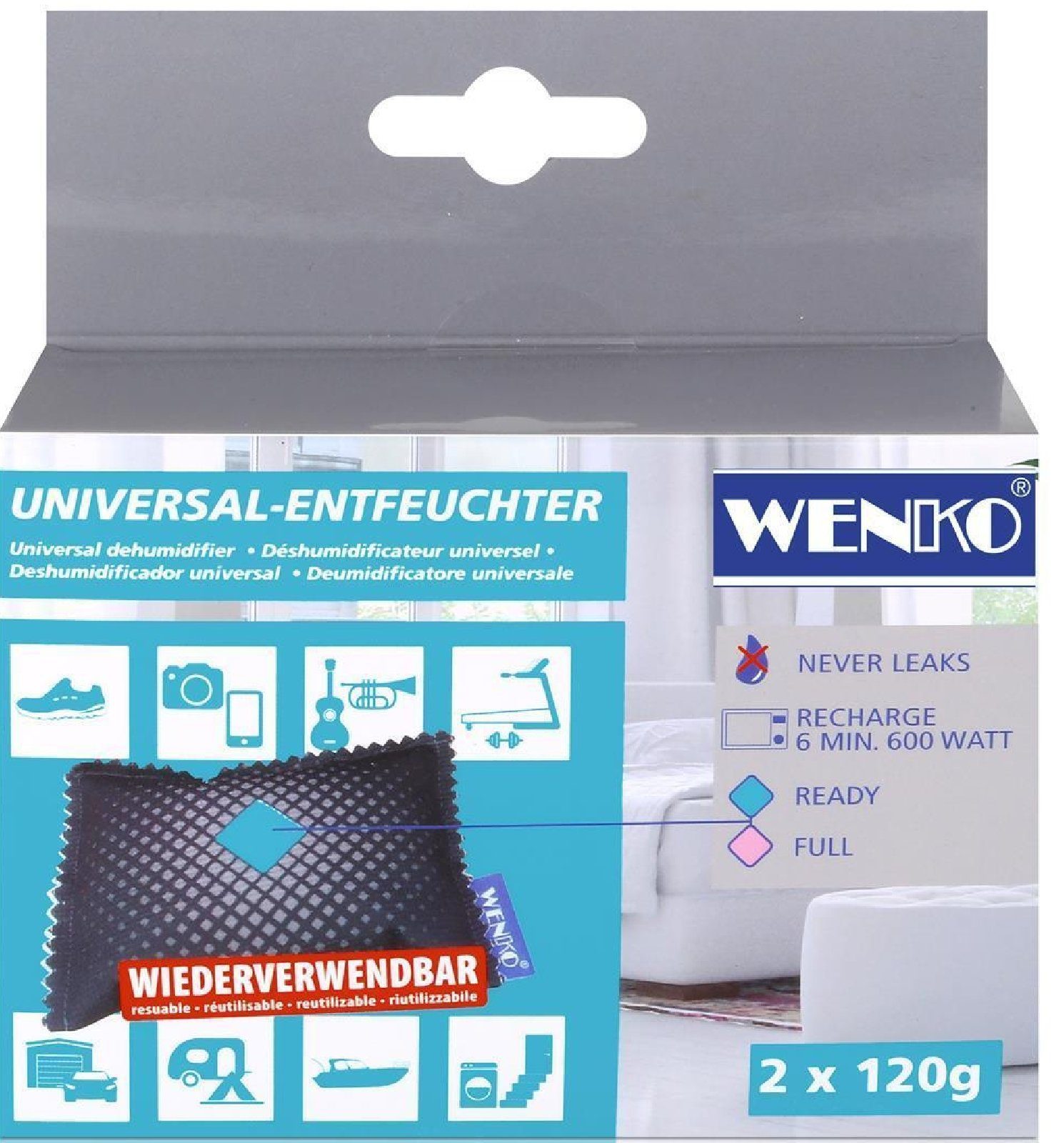 WENKO Dekokissen 2 x Entfeuchterkissen zwei 120g Luft Entfeuchter Kissen