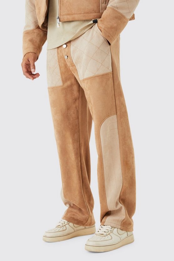 Lockere gesteppte Wildleder-Hose