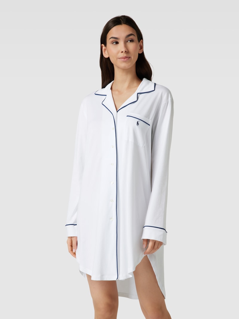Schlafshirt mit Brusttasche in weiß