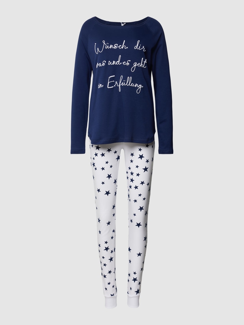 Pyjama mit U-Boot-Ausschnitt in marineblau