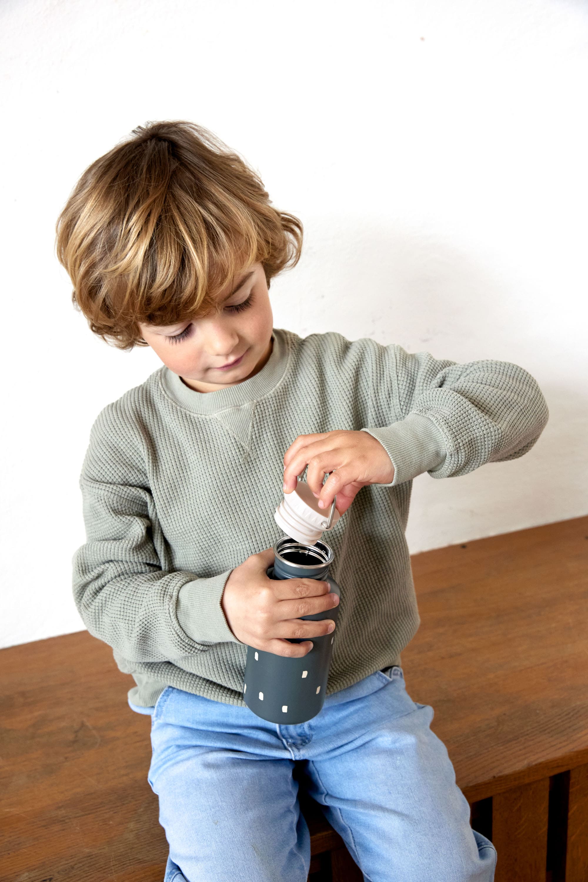 Edelstahl Kinder Trinkflasche - Happy Prints, Dunkelblau