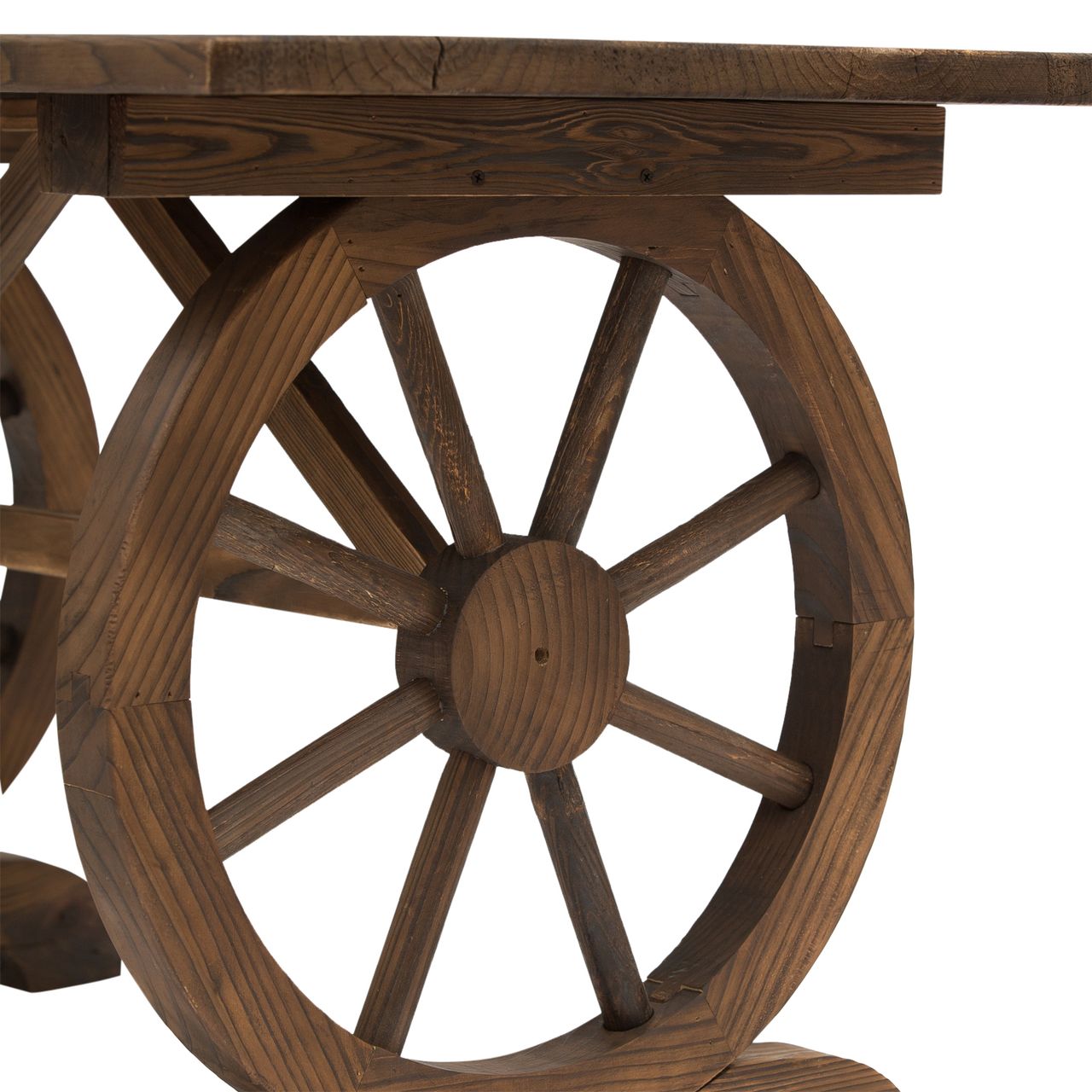 Outsunny Gartentisch, Balkontisch, Holztisch, Räderform, Witterungsbeständig, Massivholz, Natur, 113 x B60 x H65 cm