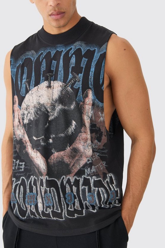Oversize Tanktop mit Totenkopf-Print
