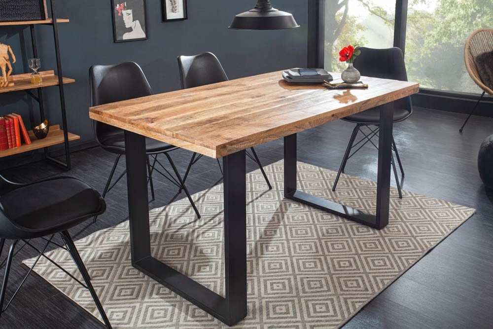 riess-ambiente Esstisch IRON CRAFT 120cm natur / schwarz (Einzelartikel, 1-St), Massivholz · Mangoholz · Eisen · Kufen-Gestell · Industrial Design
