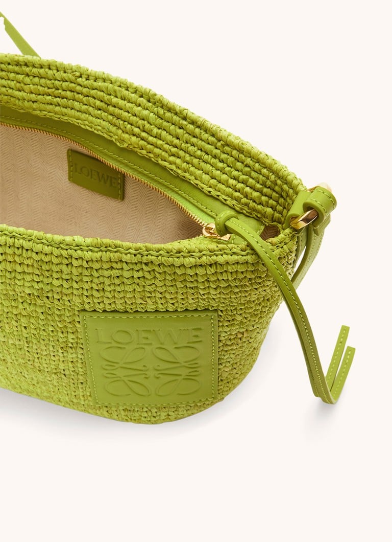 LOEWE Slit raffia crossbody bag with calfskin details