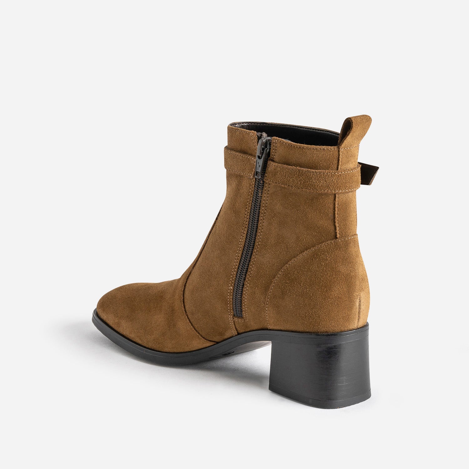 Boots taupe en cuir velours
