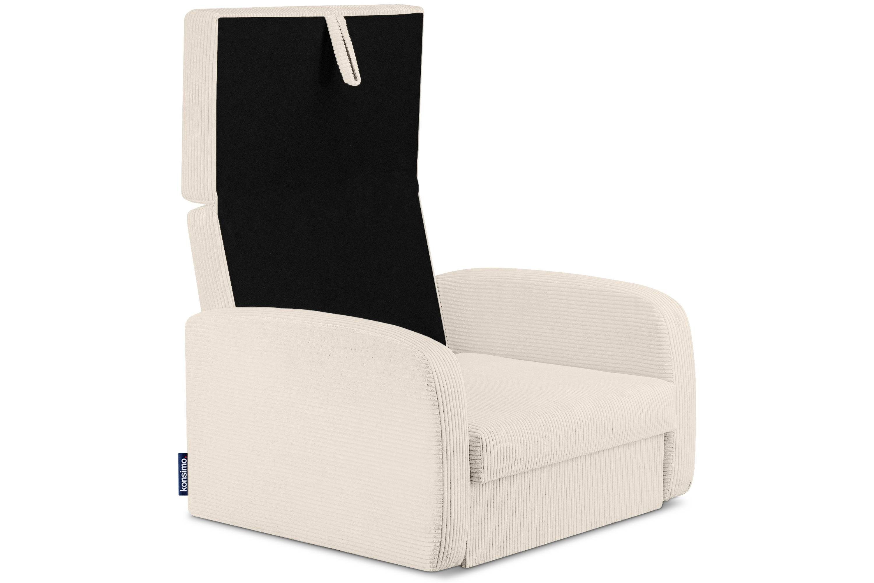 Konsimo Relaxsessel TILUCO Relaxsessel Schlafsessel Kindersofa, hergestellt in der EU, mit Schlaffunktion, mit Bettkasten, Liegesessel