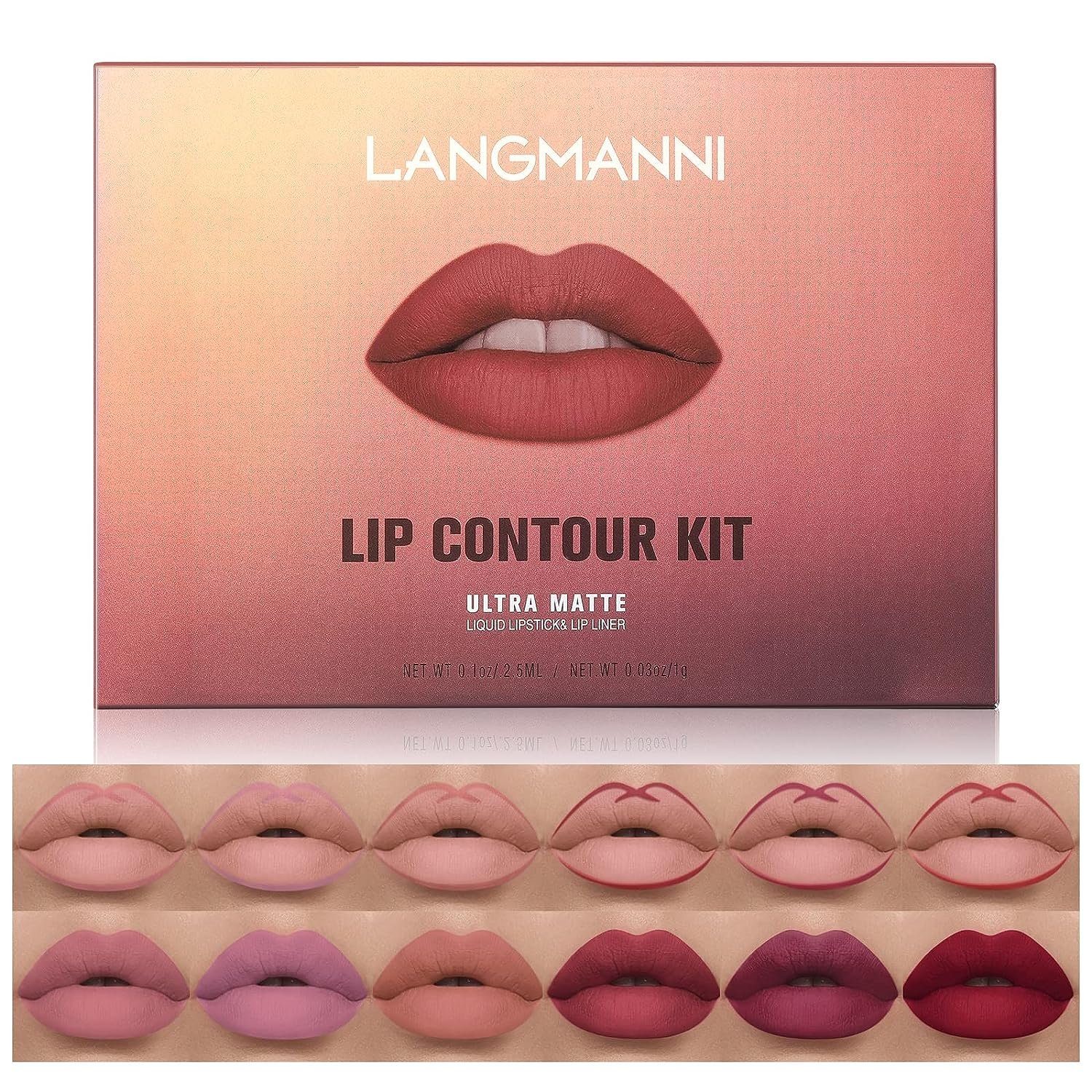 Haiaveng Lippenstift-Set 12Pcs Lip Liner und Lippenstift Set Matte Nude Lips Set, lang anhaltender wasserfester Lippenstift