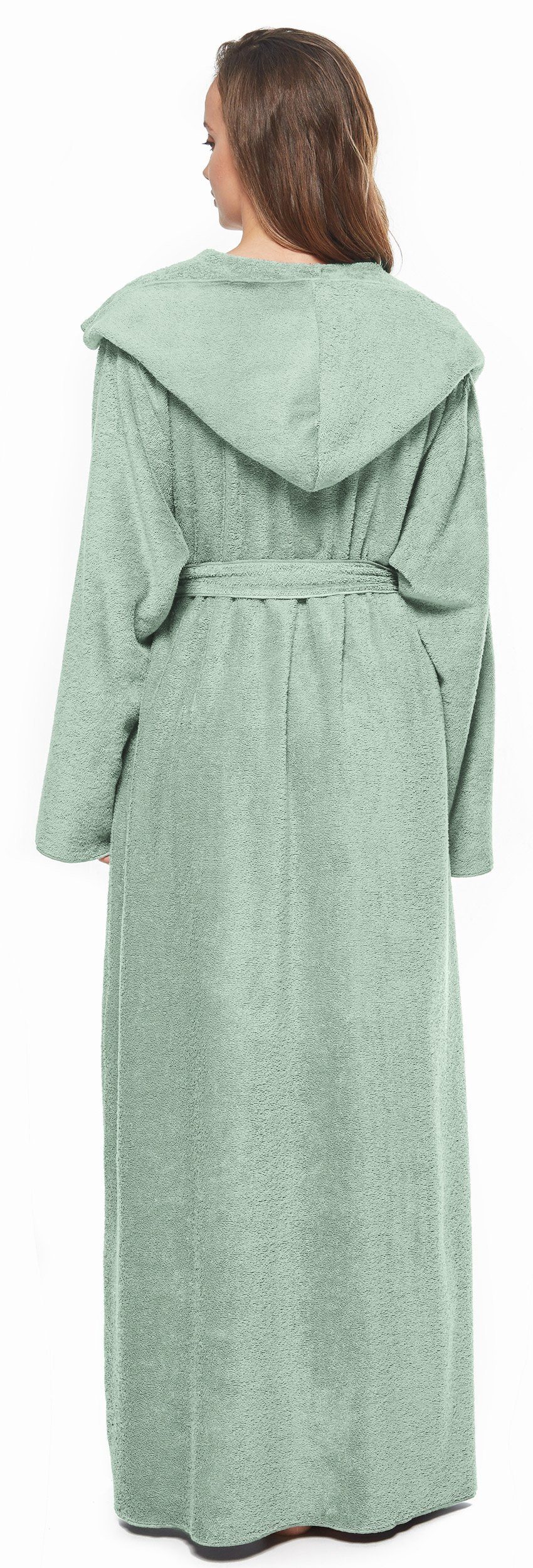 Arus Damenbademantel Angel, 100% Baumwolle, mit Kapuze, extra lang, 100 % Baumwolle-Frottee