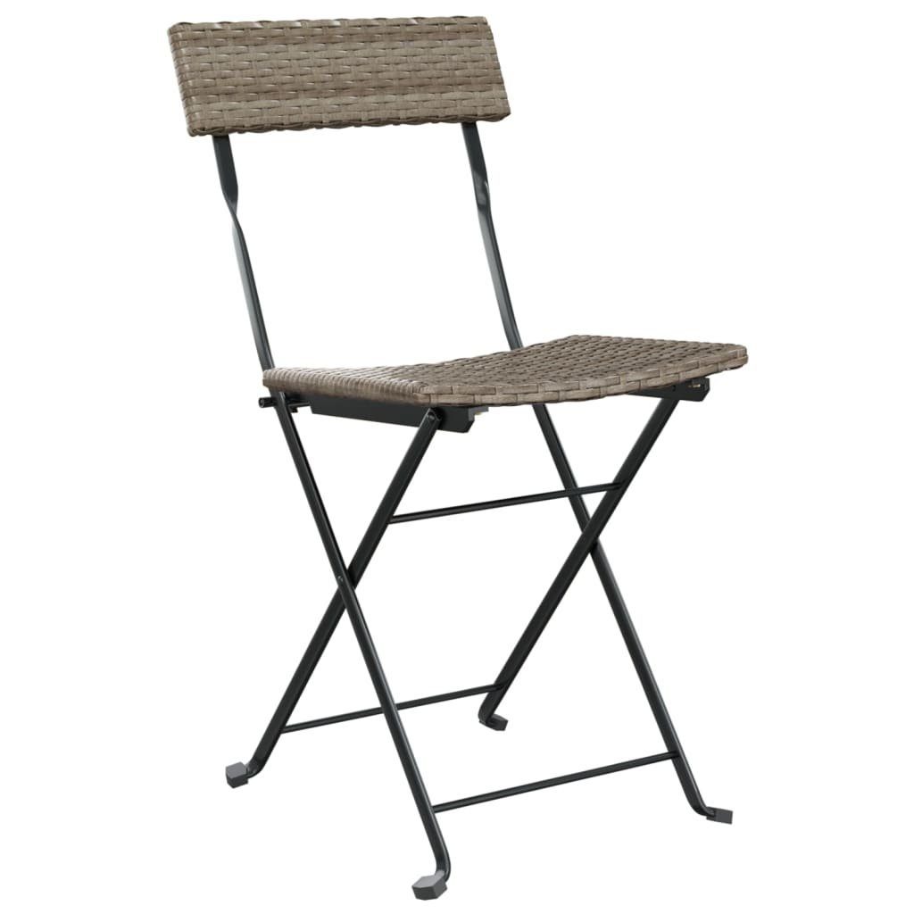 vidaXL Gartenlounge-Set 3-tlg. Bistro-Set Klappbar Grau Poly Rattan, (3-tlg)