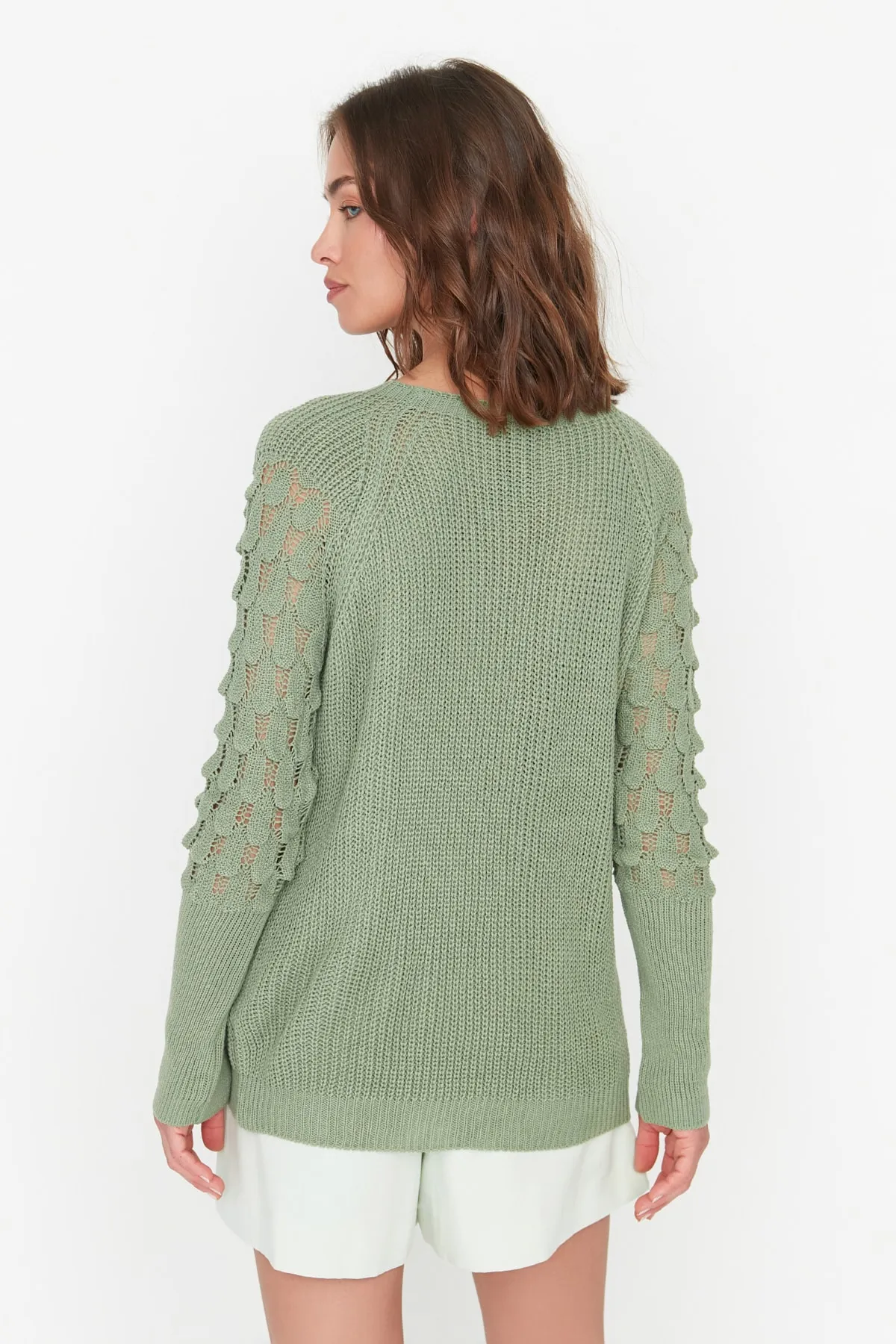 Trendyol Collection  Mintgrüner strukturierter Strickpullover mit Rundhalsausschnitt TWOAW20KZ0130