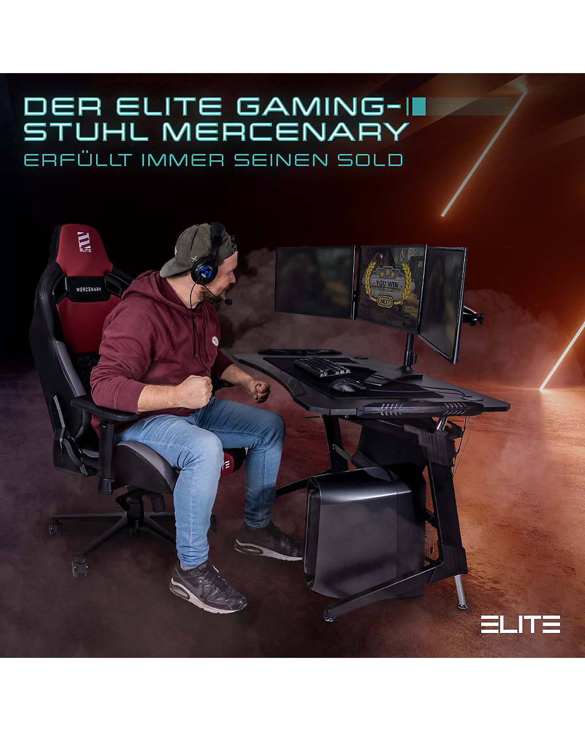 Gaming Stuhl MERCENARY - Ergonomischer Luxus Gaming Stuhl - 4D Armlehnen
