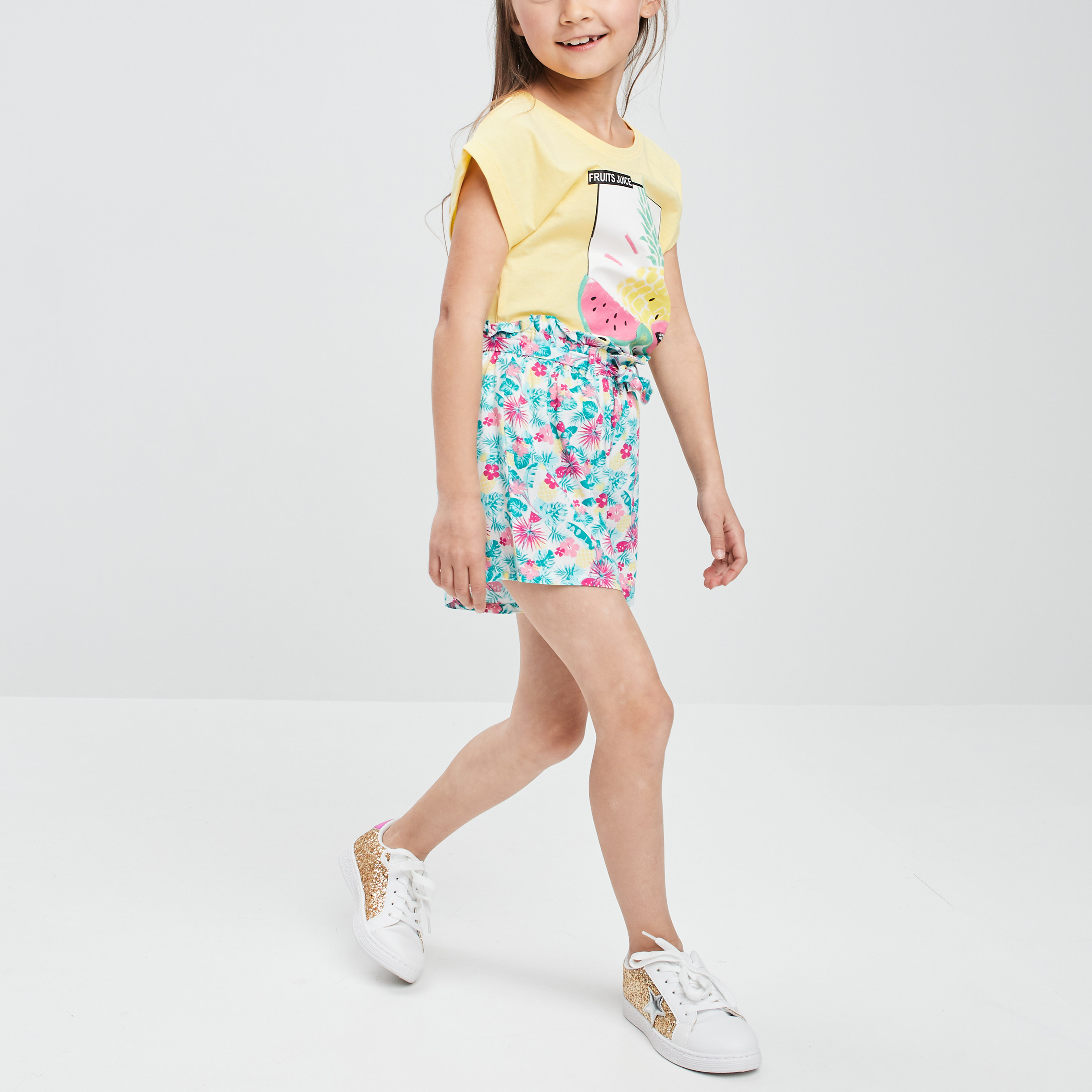 Short droit fluide ceinturé blanc fille | La Halle