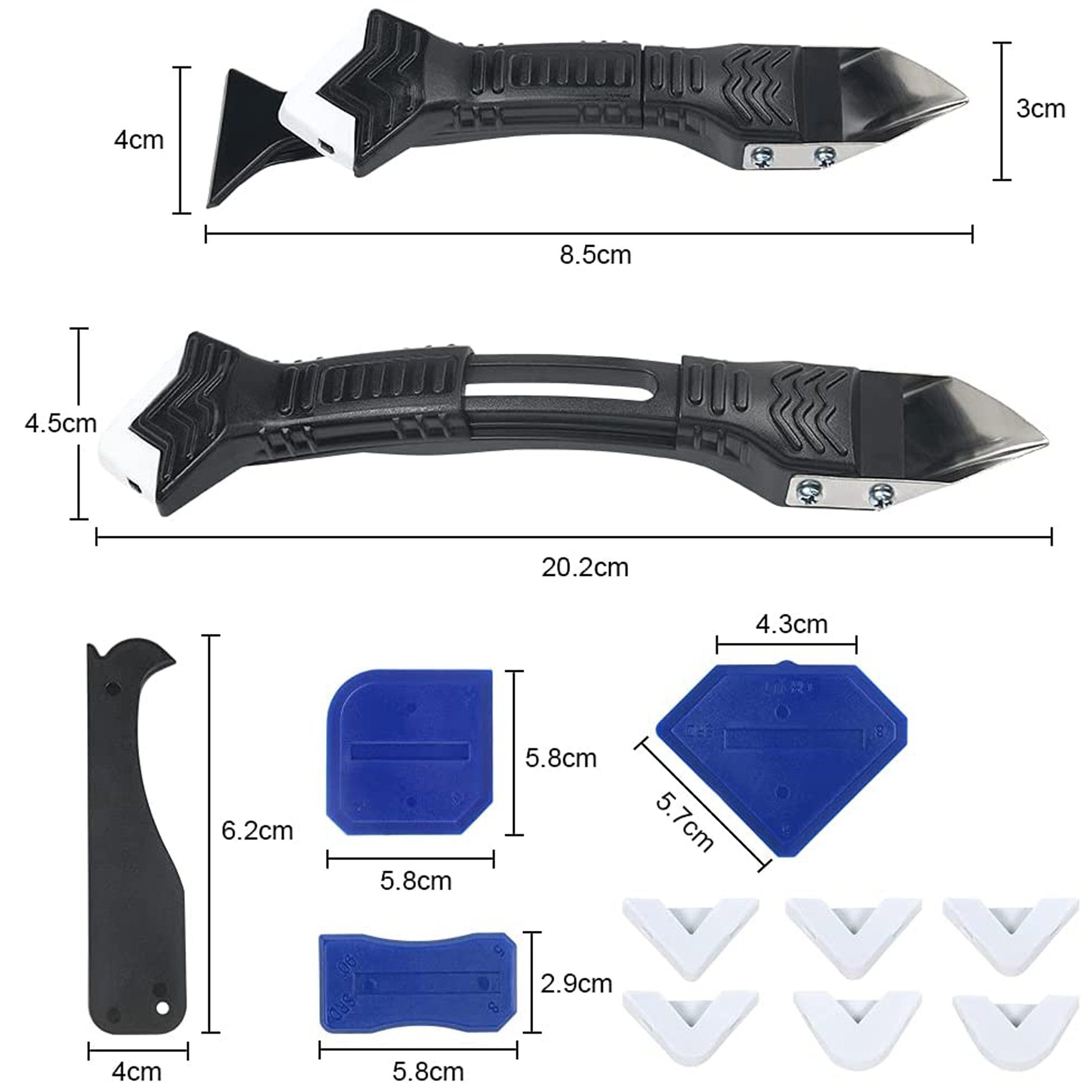 GOLDEN Multitool Silikonentferner Set, Fugenglätter 3 in 1 Silikon Werkzeug 11 Teiliges, (11 St)