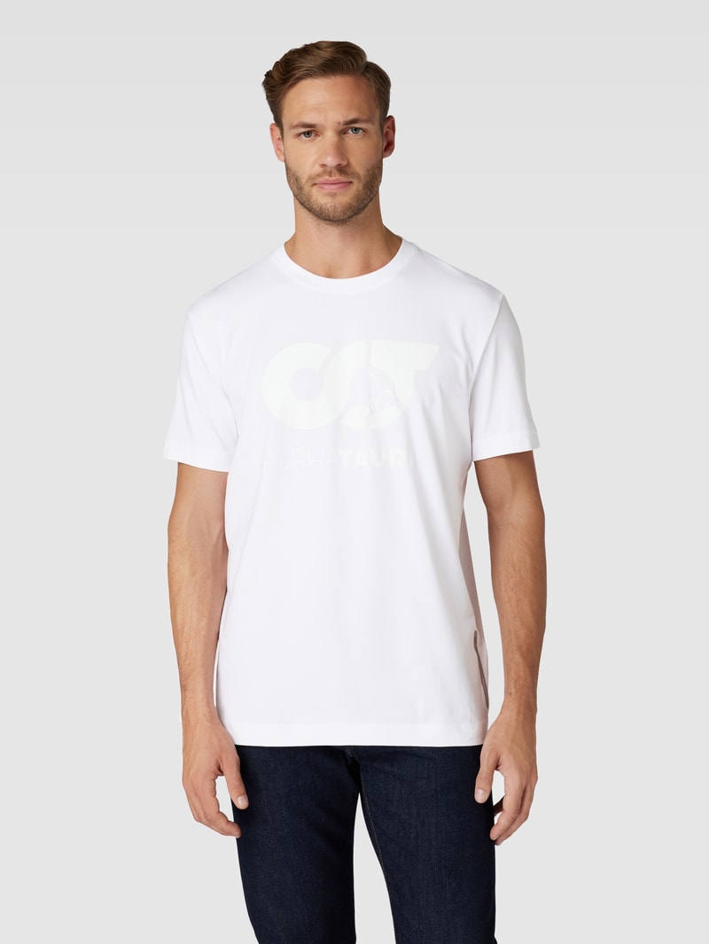 T-Shirt mit Label-Print Modell 'JERO' in weiß