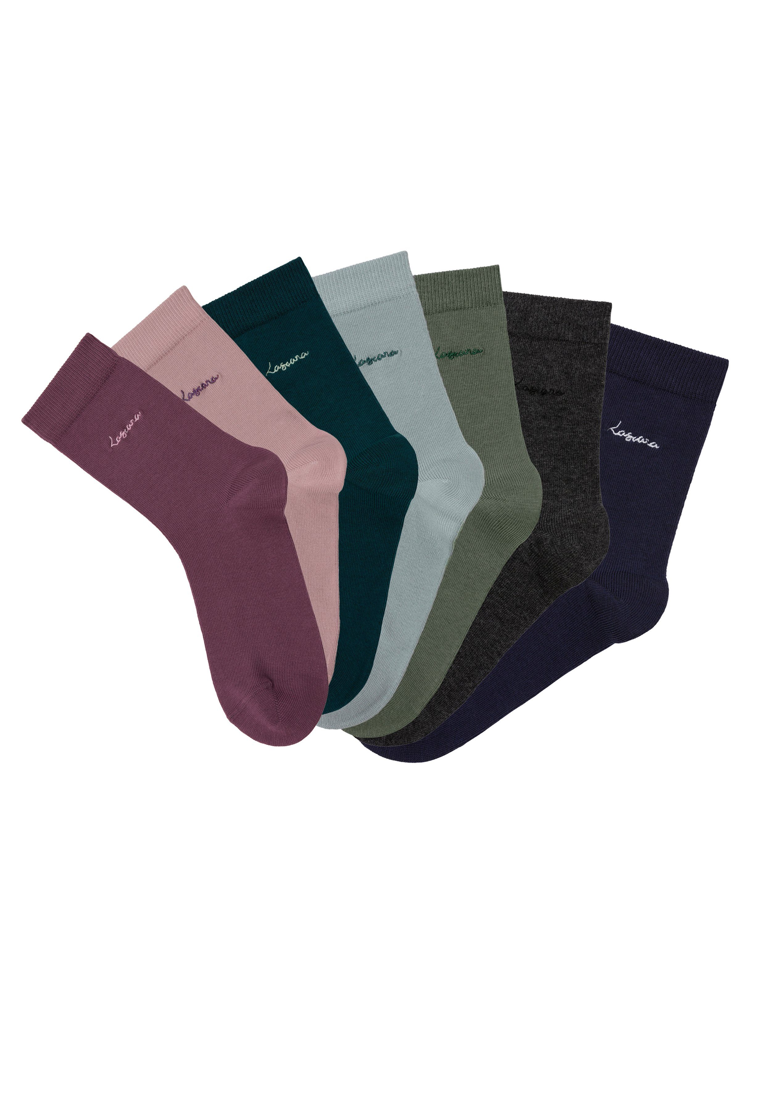 LASCANA Basicsocken (Set, 7-Paar) mit hochwertiger Logo Stickerei
