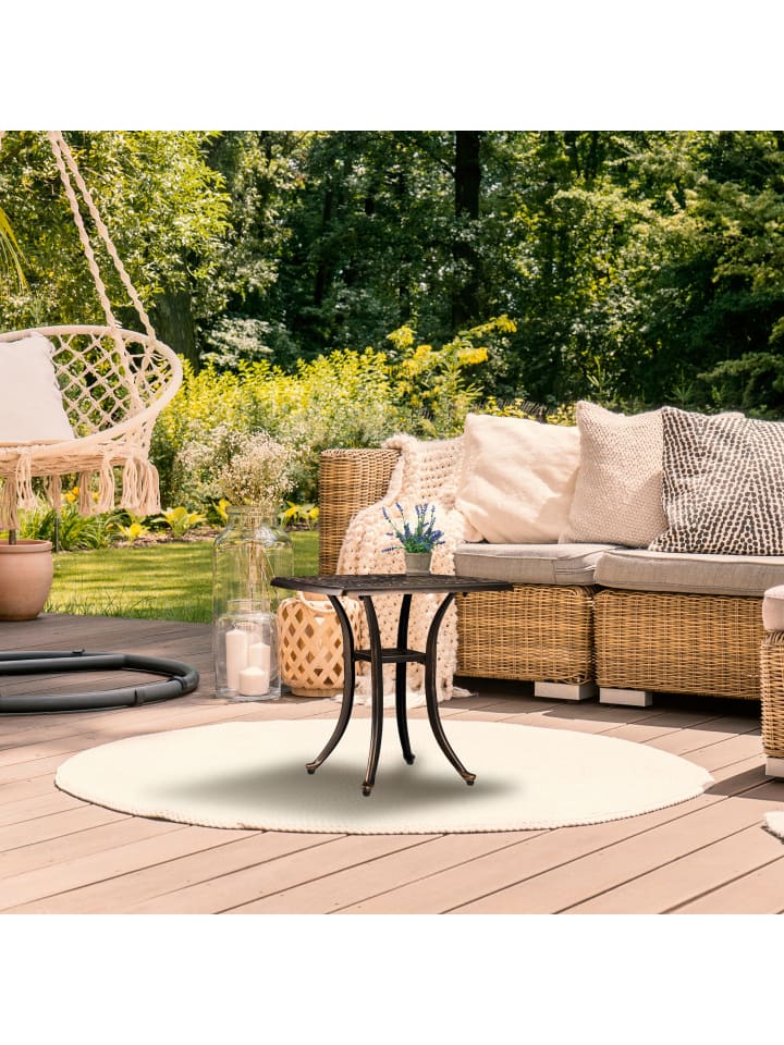 relaxdays Gartentisch in Schwarz/ Bronze - (B)53,5 x (H)53 x (T)53,5 cm günstig kaufen onesize