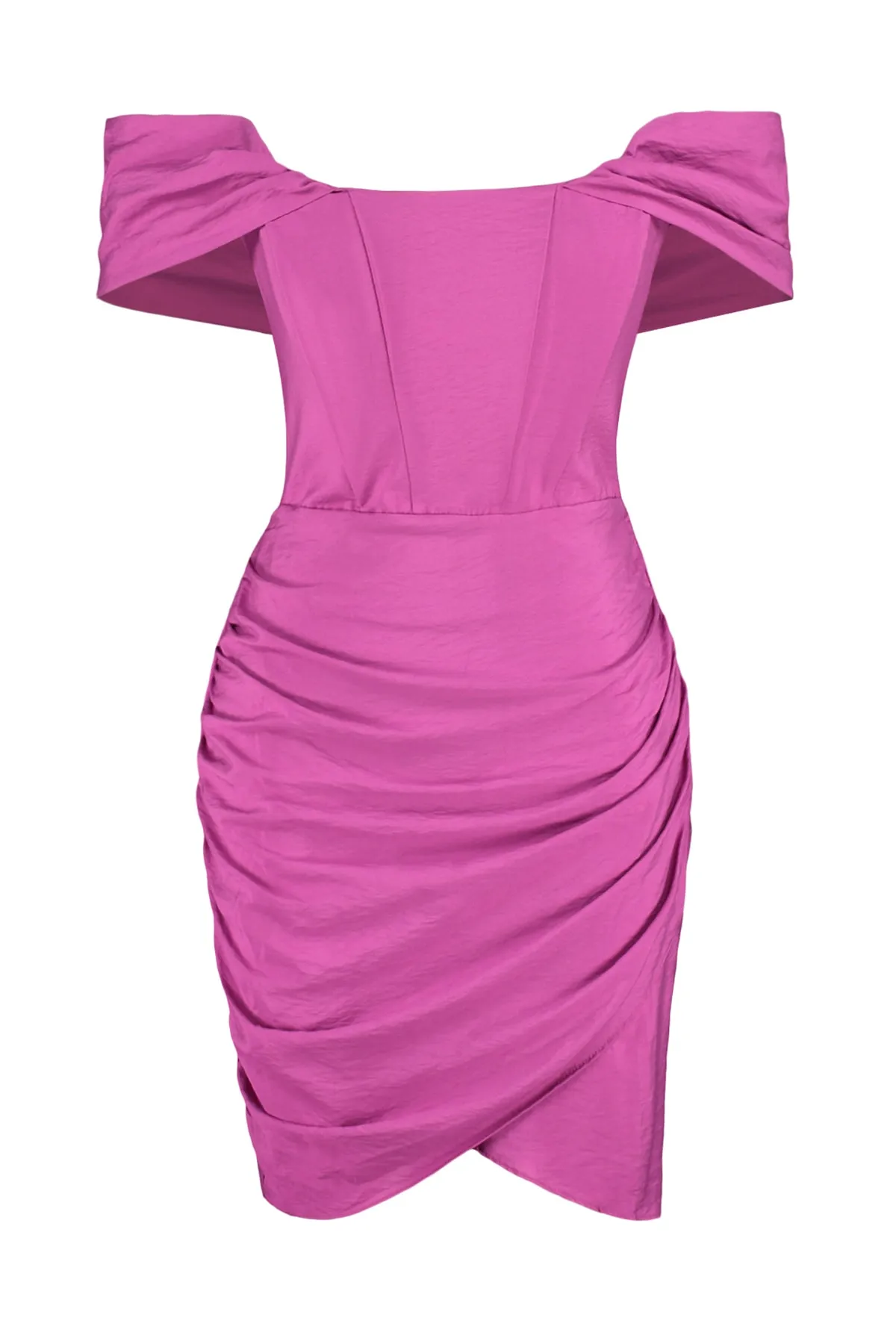Trendyol Collection  Tailliertes Abendkleid aus gefüttertem Popeline in Fuchsia TPRSS22EL2025