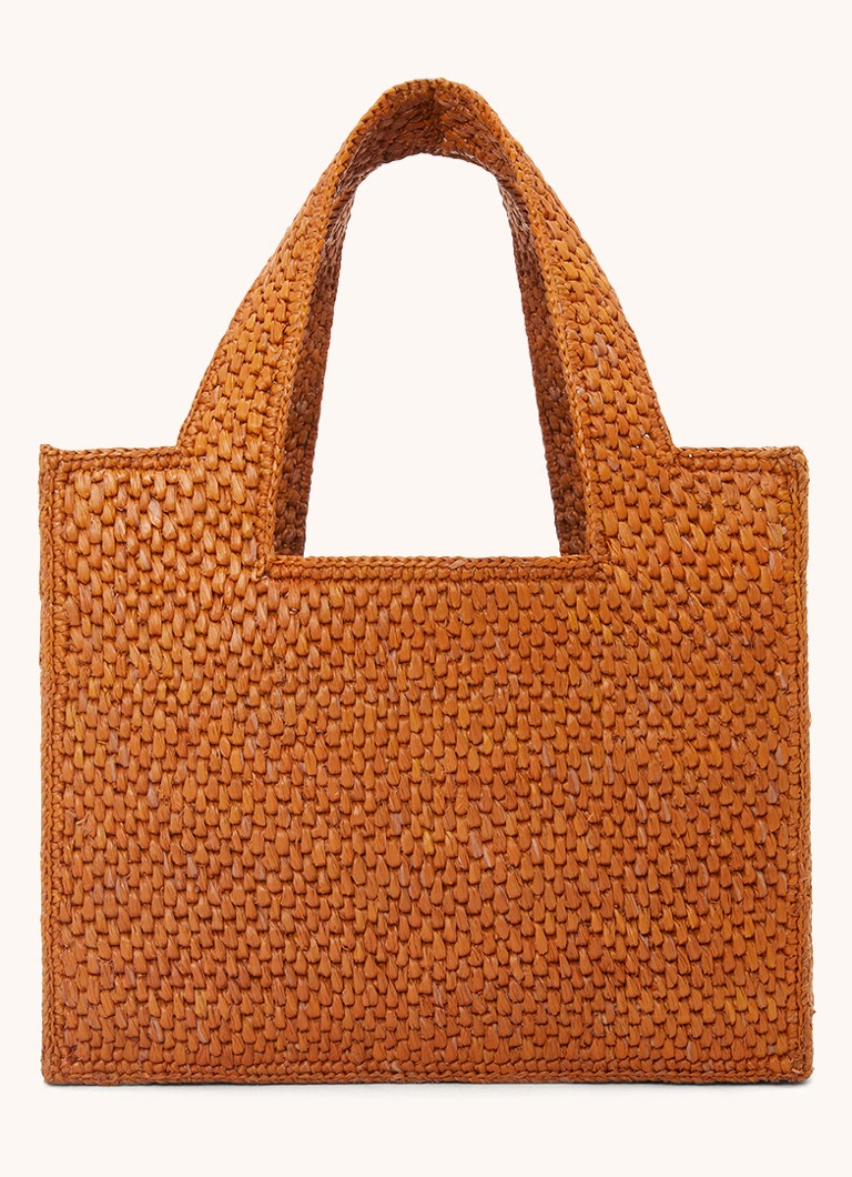 LOEWE Font Small raffia shopper with detachable shoulder strap