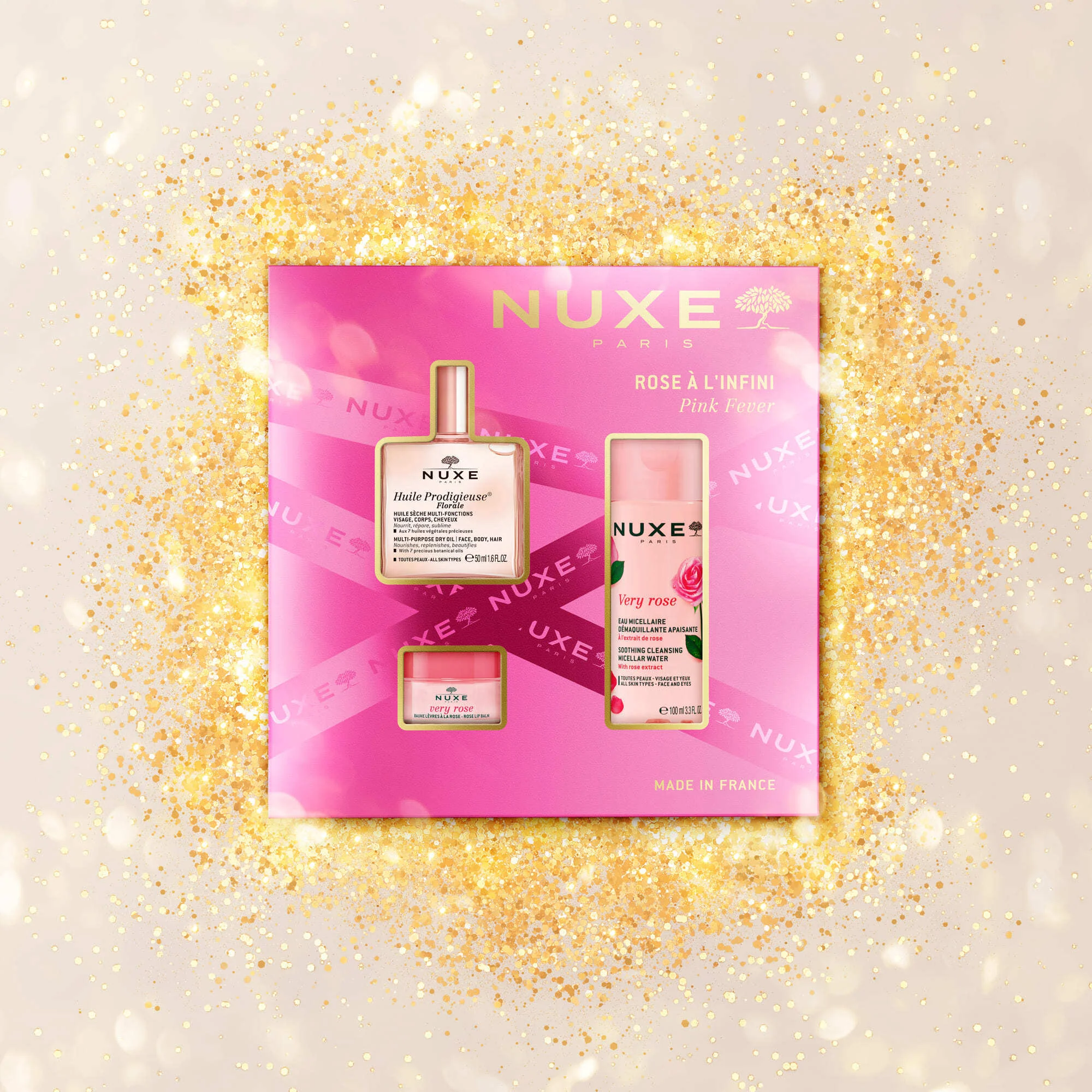Set Floral Very Rose Gli Iconici - Sets para rostro y cuerpo, aceite nutritivo para el rostro, aceite corporal, aceite para el cabello.